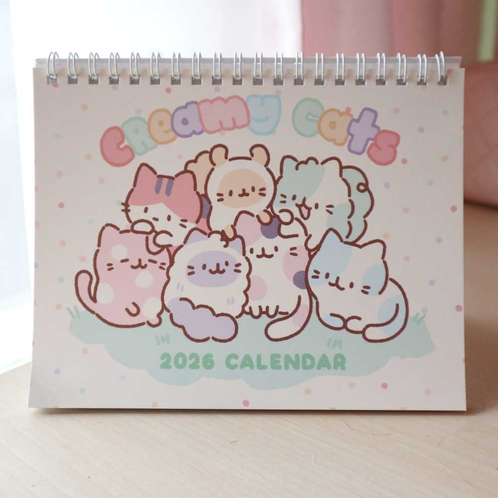 creamy cats 2026 desk calendar