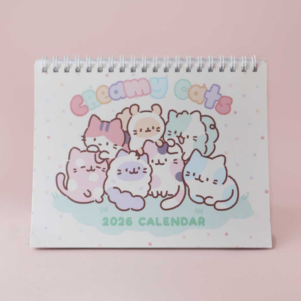 creamy cats 2026 desk calendar