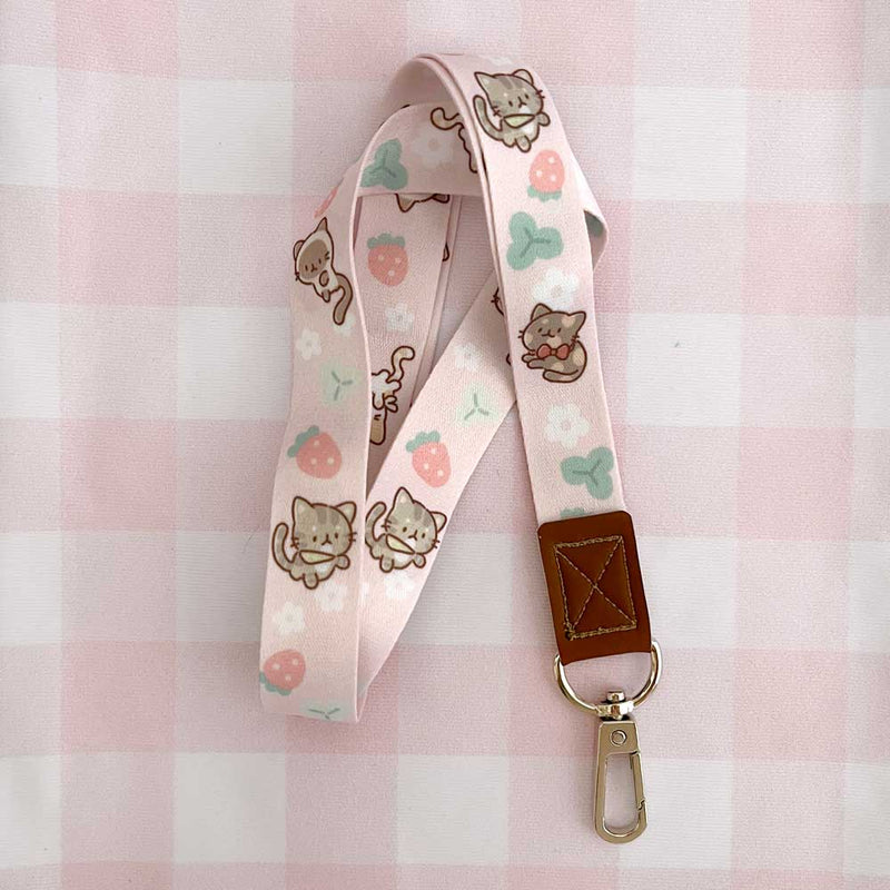 strawberry cats lanyard