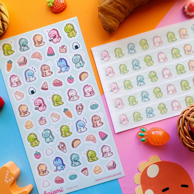 gordy dino snacks stickii club sticker sheet