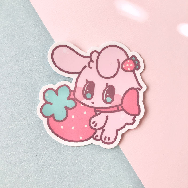shy bunny vinyl sticker