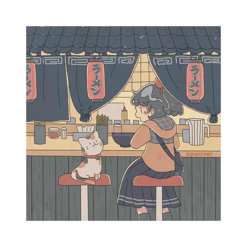 october ramen stand square print
