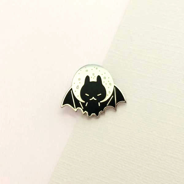 bat moon enamel pin