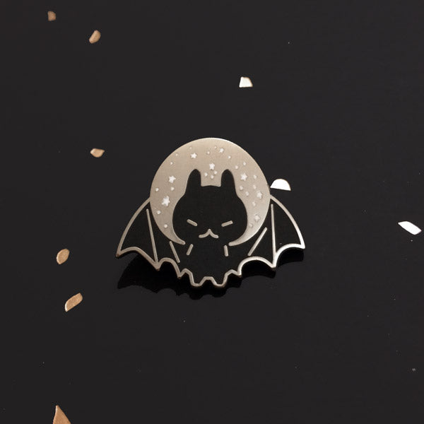 bat moon enamel pin