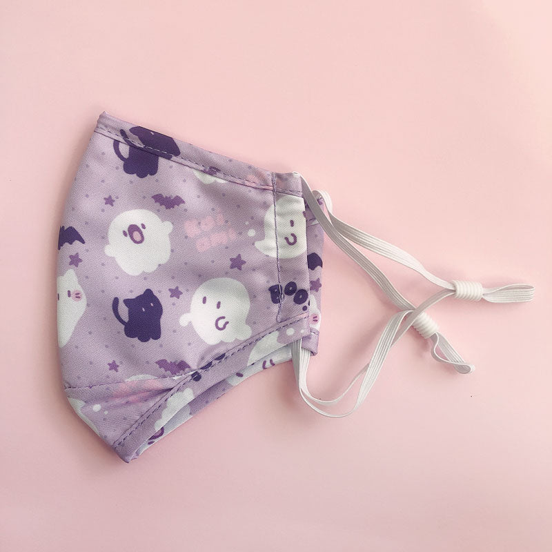 lavender ghost friends printed face mask