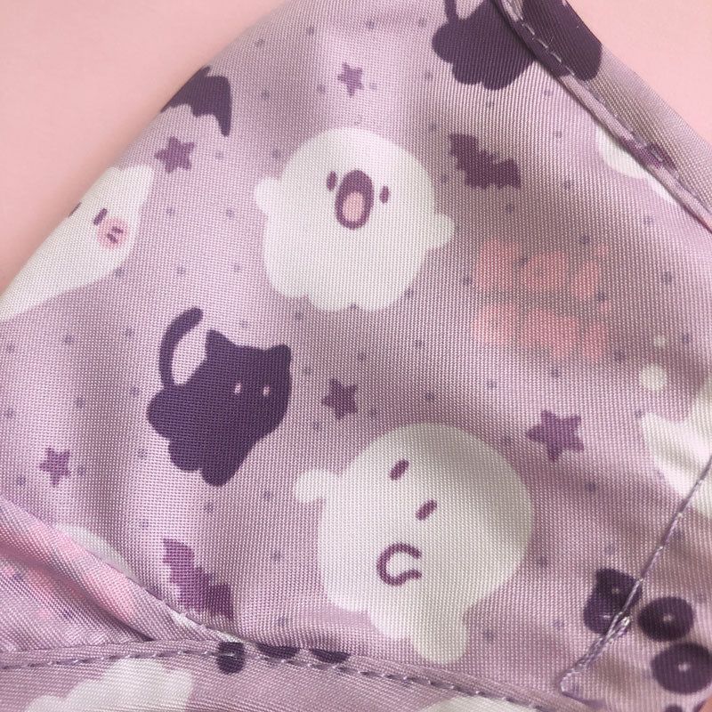 lavender ghost friends printed face mask