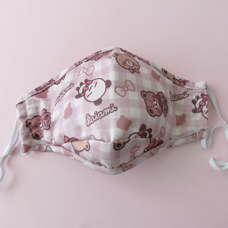 gingham teddy bear printed face mask