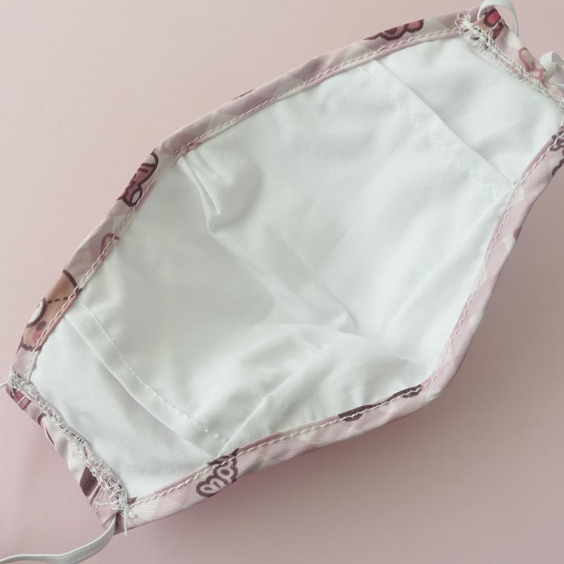 gingham teddy bear printed face mask