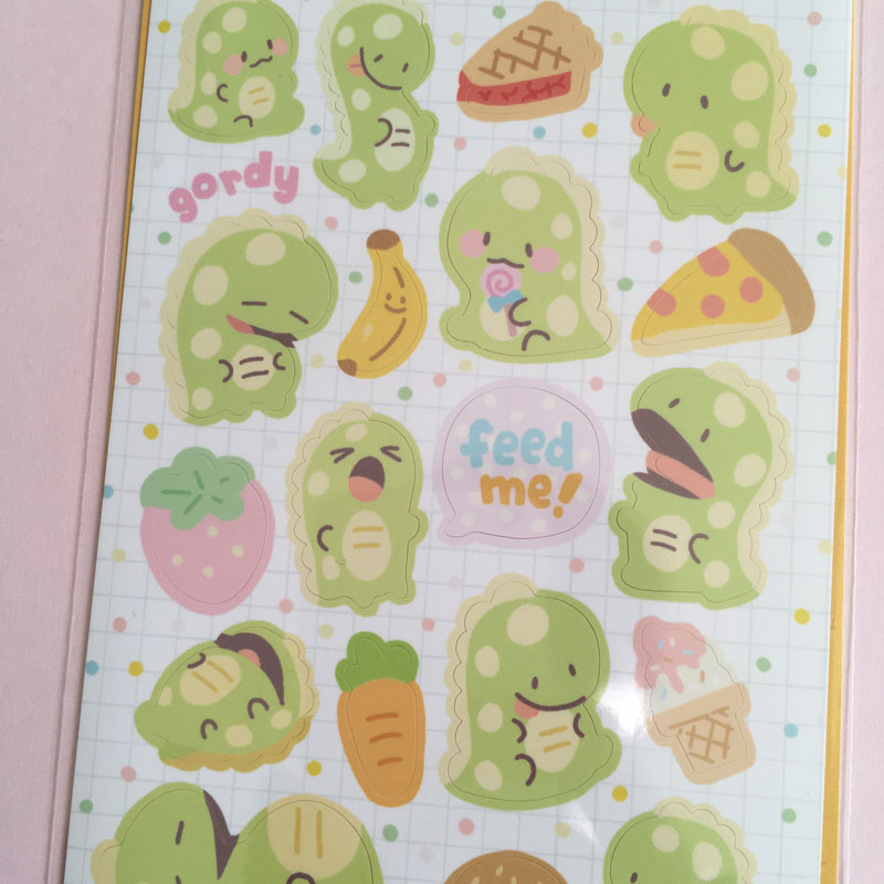 gordy the dinosaur sticker sheet