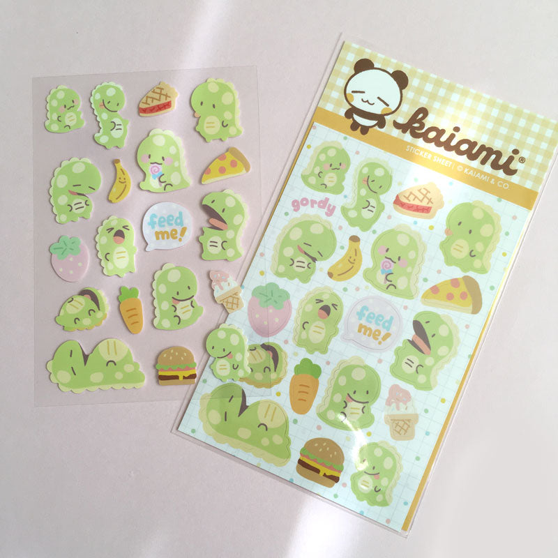 gordy the dinosaur sticker sheet