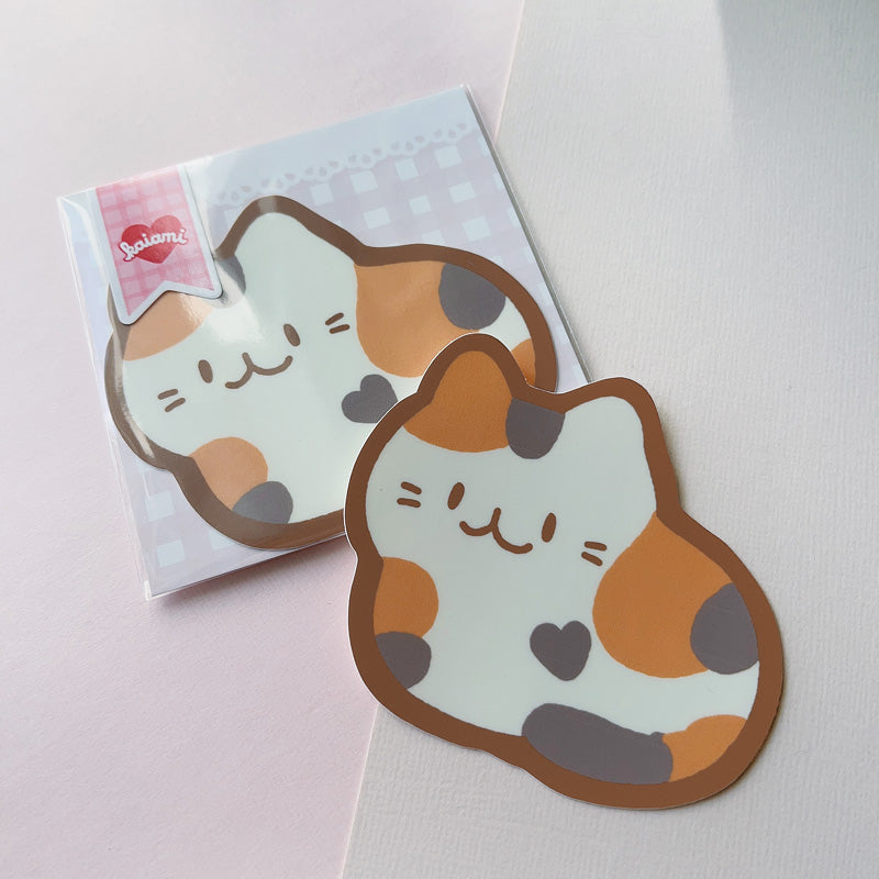 calico cat loaf vinyl sticker