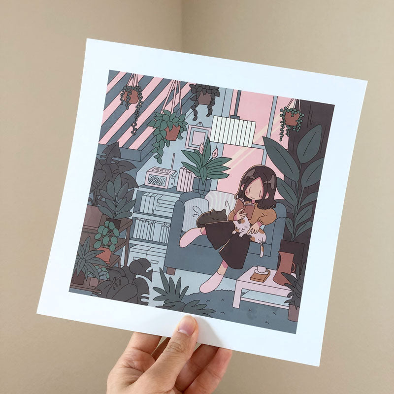 september evening reading square print