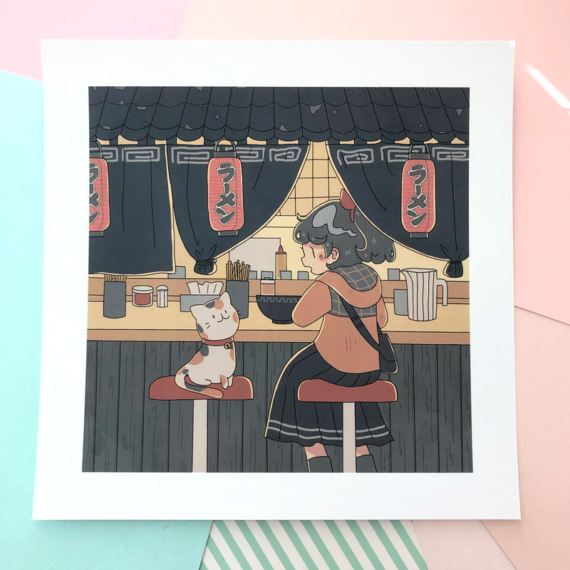 october ramen stand square print