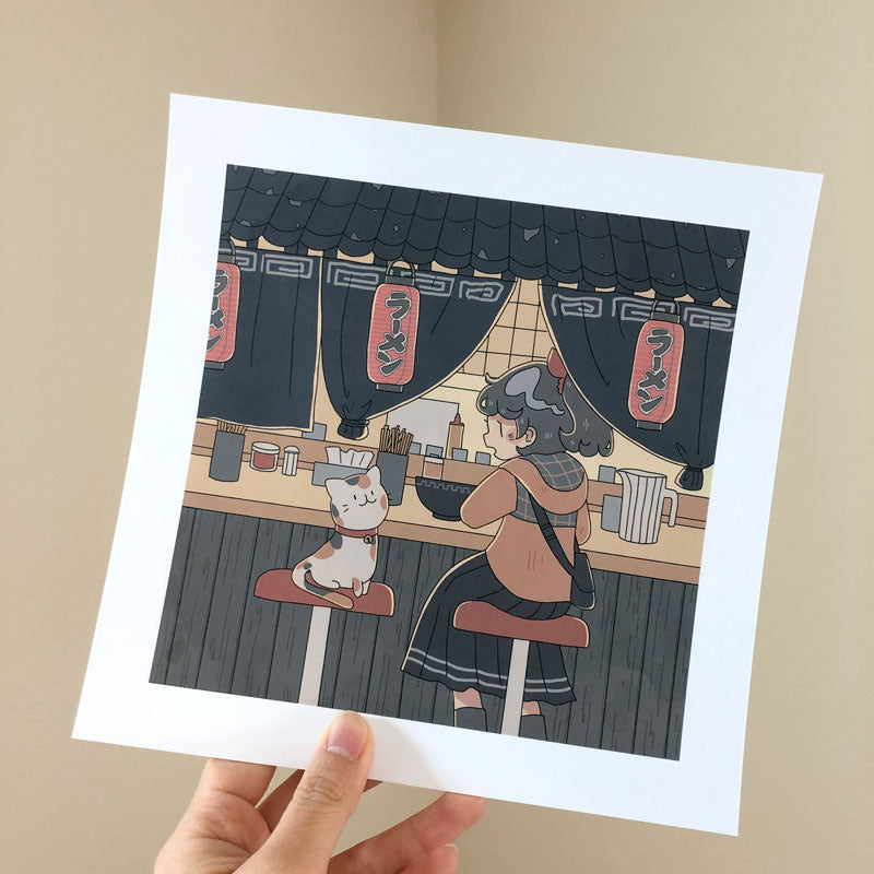 october ramen stand square print