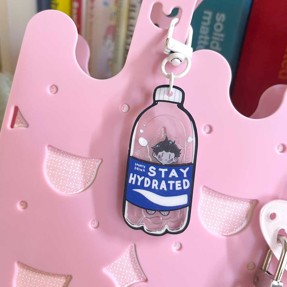 stay hydrated shaker keychain