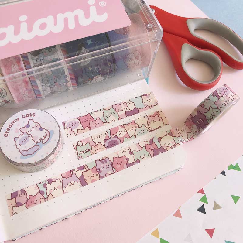 creamy cat pastel 15mm washi tape