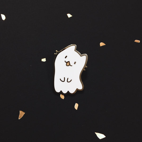 ghost cat enamel pin