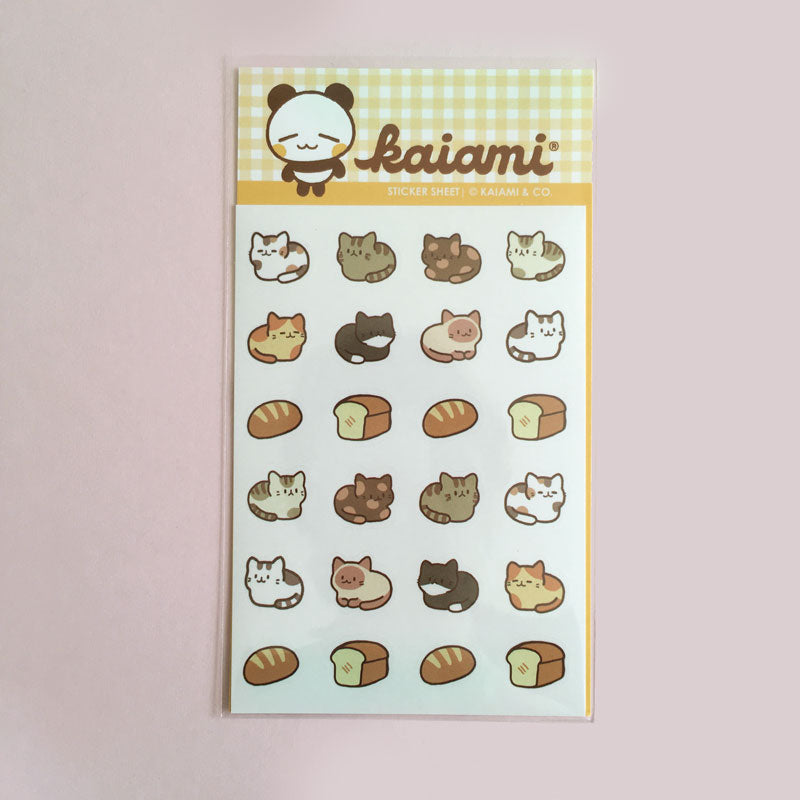 mini stickers with cats and bread loaves. matte paper version