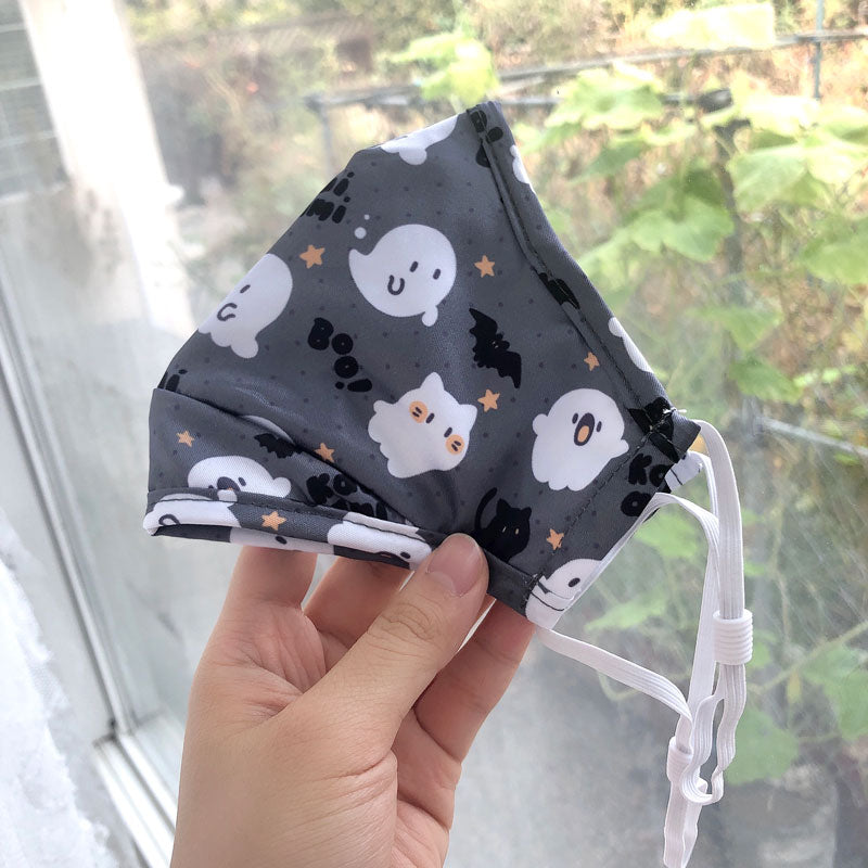 grey ghost friends printed face mask